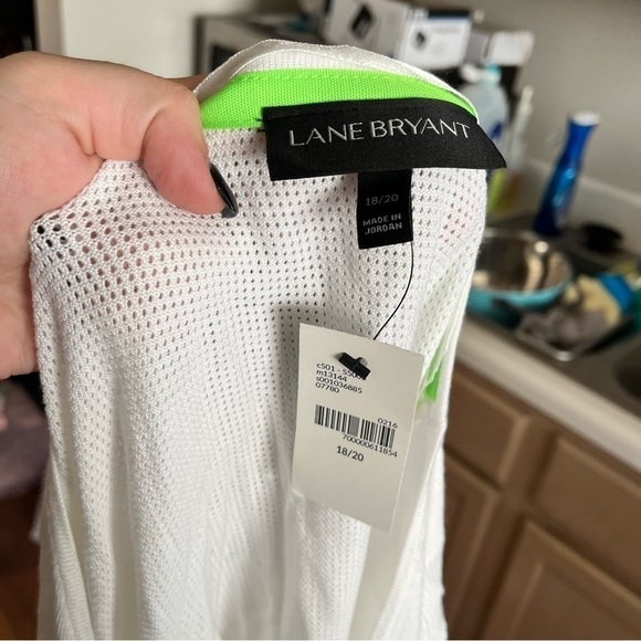 Lane Bryant Cropped Mesh Zip Up Cardigan Sweater 18/20 Athletic White S - Picture 5 of 6
